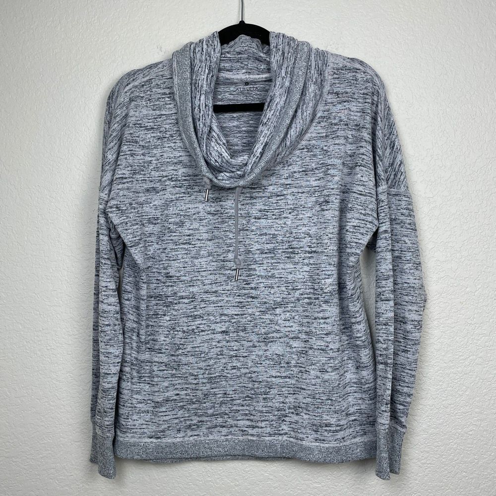 Athleta Blissful Cowl Neck Sweater Sweatshirt Womens Large Gray Cozy Athleisure